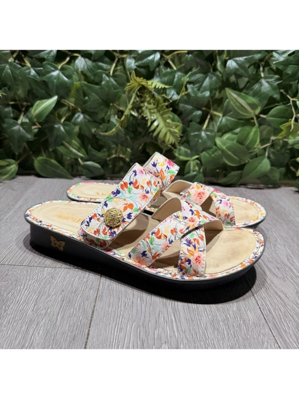 Alegria Victoriah Floral Comfort Sandals  Leather Sz 40 US 9